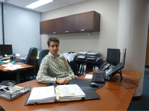 Carlos during his accounting internship in Vancouver
